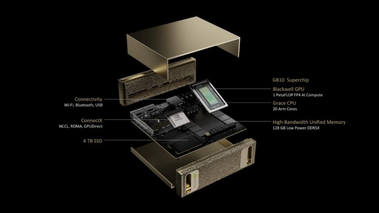 Powered by the NVIDIA GB10 Grace Blackwell Superchip, Project DIGITS offers a petaflop of AI performance in a compact, efficient design with 128GB memory and NVIDIA AI stack preinstalled.